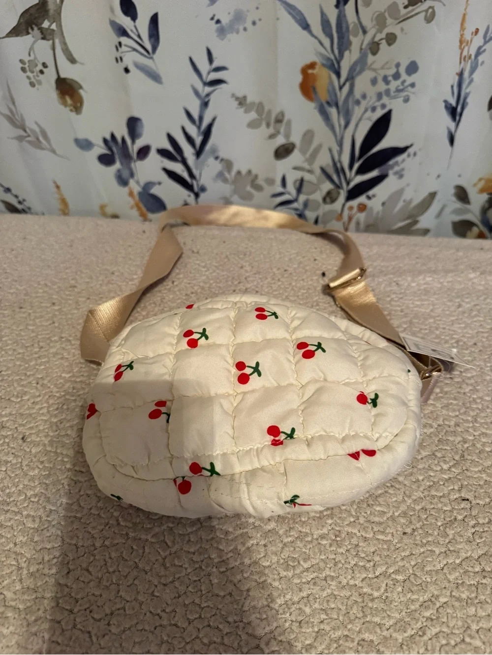 White Faux Fur Cherry Crossbody Pouch and Purse Set NWT